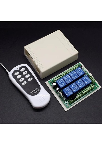 Sanec 8ch Alıcı Anahtarı Röle Modülü Dc 12V 24V 433MHZ Denetleyici ve 8 Kanal Uzaktan Kumanda Verici fiyatları
