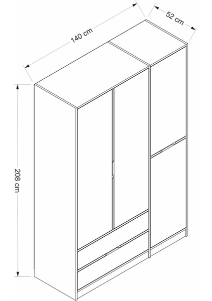 Elina 3 Kapaklı Dolap - Dore/beyaz