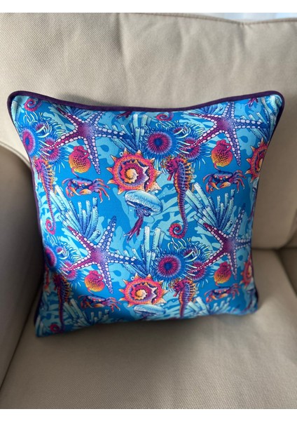 Tuğçe Demir Home Design Mor Denizatı Desen dekoratif Kırlent