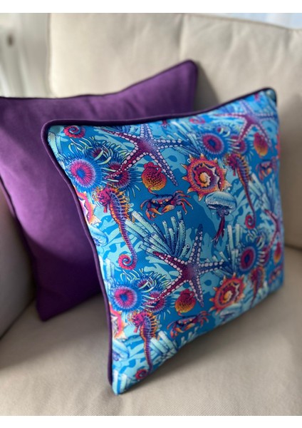 Tuğçe Demir Home Design Mor Denizatı Desen dekoratif Kırlent