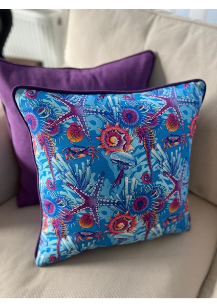 Tuğçe Demir Home Design Mor Denizatı Desen dekoratif Kırlent