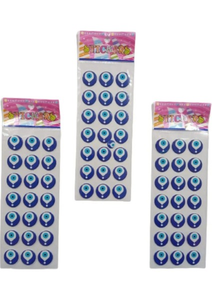 Nazar Boncuklu Renkli Sticker 3 Adet 63 Adet Sticker
