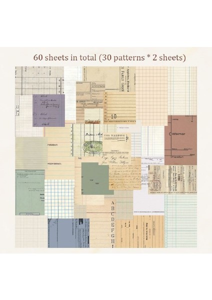30 Parça Çizgi Desenli Scrapbook Kağıt Seti Vintage Scrapbooking