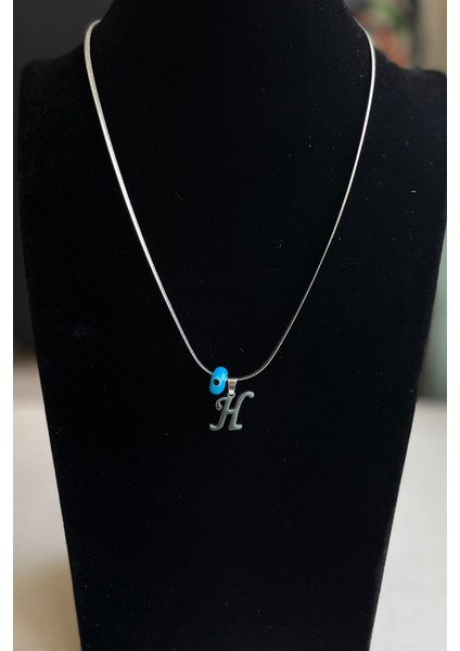 Caprea Çelik H Harfi Nazarlı Harf Kolye Gümüş Renkli Kararmaz Italyan Zincir Kadın Kolye 45 cm fiyatları