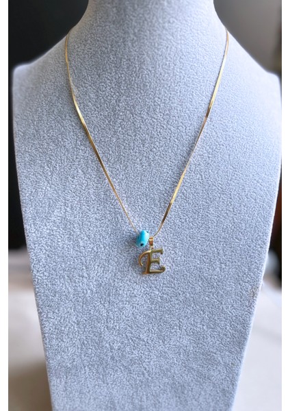 Çelik Nazar Harf Kolye Altın Renkli Kararmaz Italyan Zincir Kadın Kolye 40 5 cm E Harfi fiyatları
