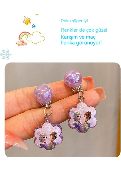Buz ve Kar Stili Çocuk Bileklik, Küpe, Yüzük ve Takı Hediye Kutusu Seti (Yurt Dışından)