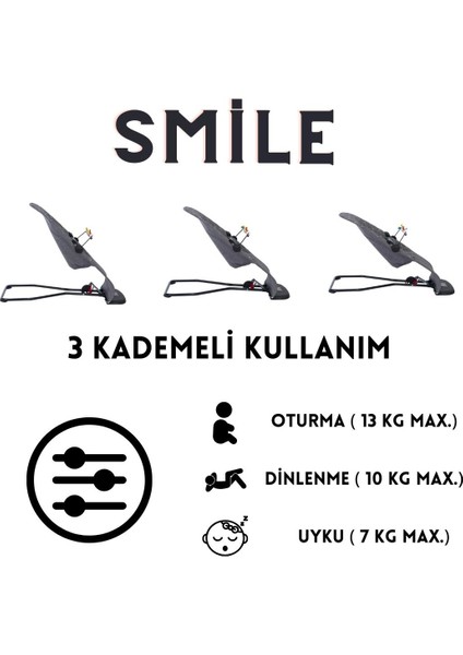 Smile Cotton Sallanır Üç Kademeli Ana Kucağı ( Oyuncak Aparatı ve Seyahat Çantası )