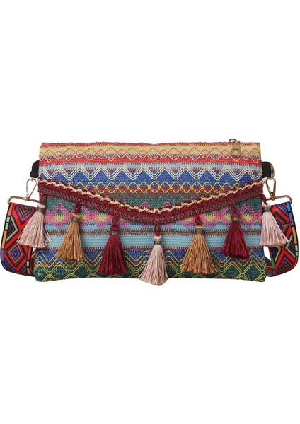 Moda Kadın Omuz Çantası Etnik Tarzı Crossbody Küçük Kare Çanta (Yurt Dışından)