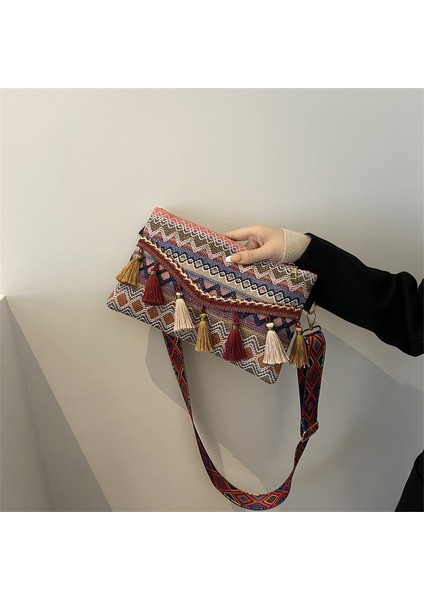 Moda Kadın Omuz Çantası Etnik Tarzı Crossbody Küçük Kare Çanta (Yurt Dışından)