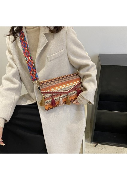 Moda Kadın Omuz Çantası Etnik Tarzı Crossbody Küçük Kare Çanta (Yurt Dışından)