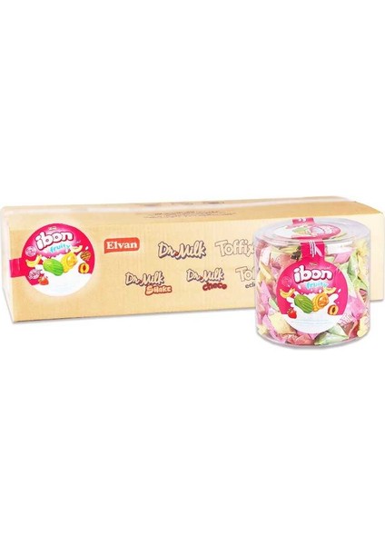 Ibon Sütlü Meyveli Şeker 1000 Gr. Silindir 8 Kutu (1 Koli)
