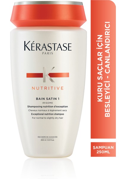 Nutritive irisome Bain Satin 1-Kurumaya Meyilli Saçlar İçin Nemlendirici Şampuan 250ml