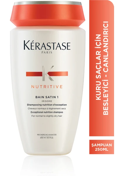 Nutritive irisome Bain Satin 1-Kurumaya Meyilli Saçlar İçin Nemlendirici Şampuan 250ml