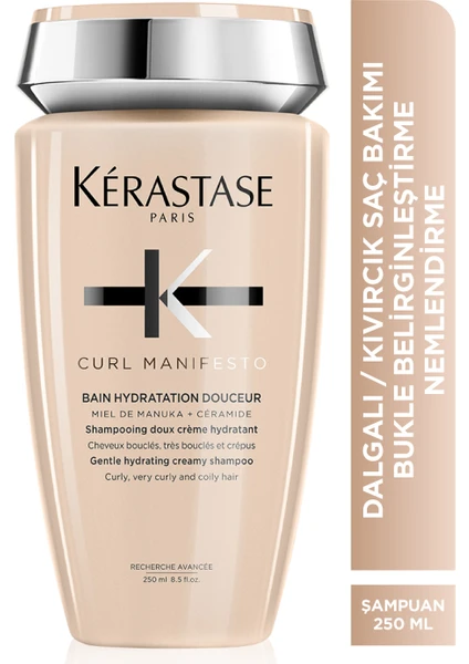 Curl Manifesto Bain Hydratation Douceur Kıvırcık Saçlar Için Besleyici Şampuan 250ml