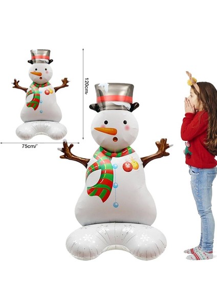 Yılbaşı Şapkalı Kardan Adam Süpershape Folyo Balon 120X75 cm 1 Adet