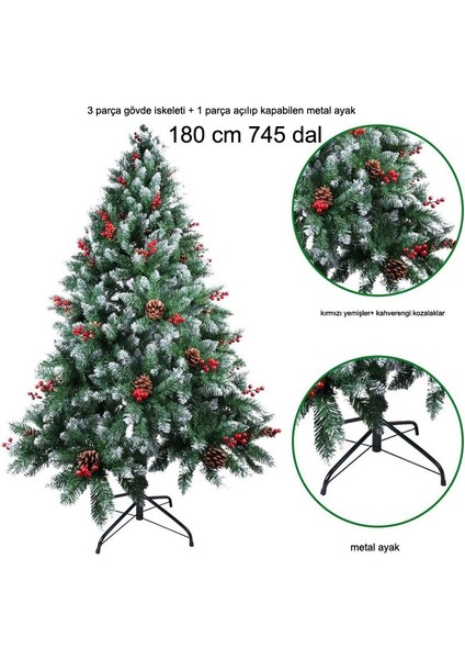 150 Cm Kozalaklı Yemişli Kar Efektli Köknar Cinsi Yapay Yılbaşı Çam Ağacı modelleri