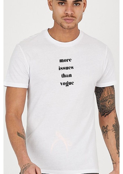 More Issues Than Vogue Baskılı Bisiklet Yaka Erkek Tişört