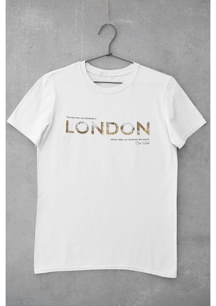 London Grafik Baskılı, Pamuklu Bisiklet Yaka Erkek Tişört fiyatları