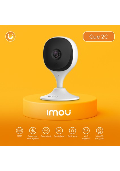 IMOU Cue 2C İç Ortam Akıllı WiFi Kamera/2MP-Gece Görüşü-Hareket ve İnsan Algılama-SD Kart Desteği-ONVIF-Bulut Hizmeti (IPC-C22CP)