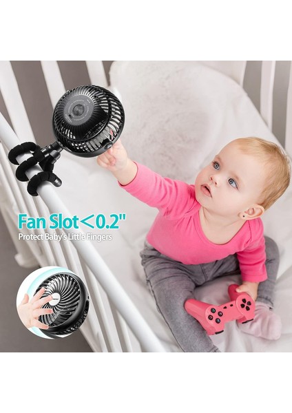 D07 2600 Mah Bebekler Için USB Şarjlı Ahtapot Fan (Bebek Arabaları, Oto Koltukları, Beşikler Vb Için Ideal)