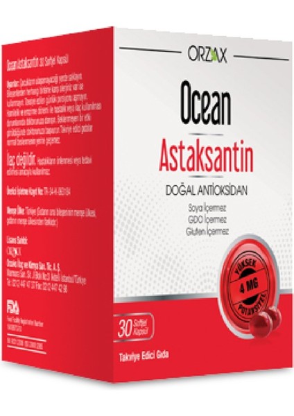 Ocean Plus Astaksantin 30 Softjel Kapsül