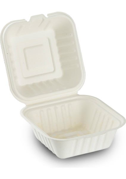 %100 Doğal Şeker Kamışından Üretilmiş Ekolojik 6" Hamburger Kutusu 1 Koli (500 Adet)