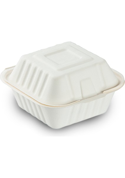 %100 Doğal Şeker Kamışından Üretilmiş Ekolojik 6" Hamburger Kutusu 1 Koli (500 Adet)