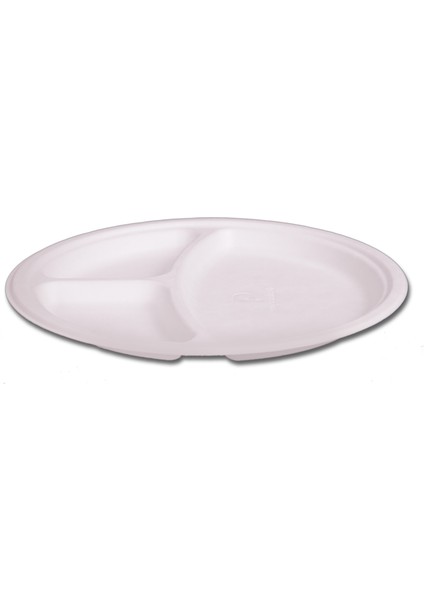 %100 Doğal Şeker Kamışından Üretilmiş Ekolojik 3 Bölmeli 10" Tabak 1 Koli (500 Adet)
