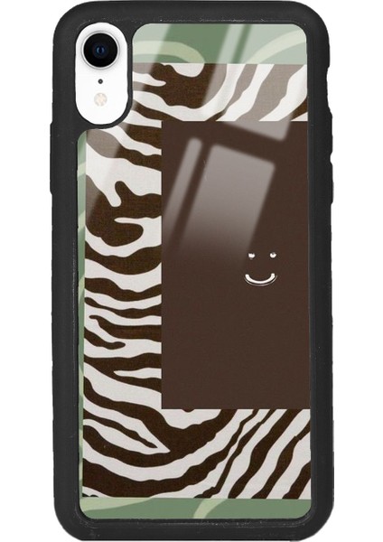 iPhone Xr Kahve Zebra Tasarımlı Glossy Telefon Kılıfı