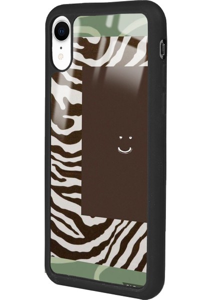 iPhone Xr Kahve Zebra Tasarımlı Glossy Telefon Kılıfı