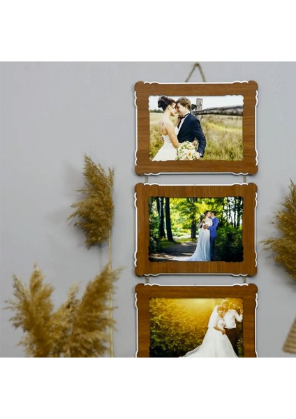 Ahşap 3'lü 15X21 cm Ipli Fotoğraf Askılı Yatay modelleri