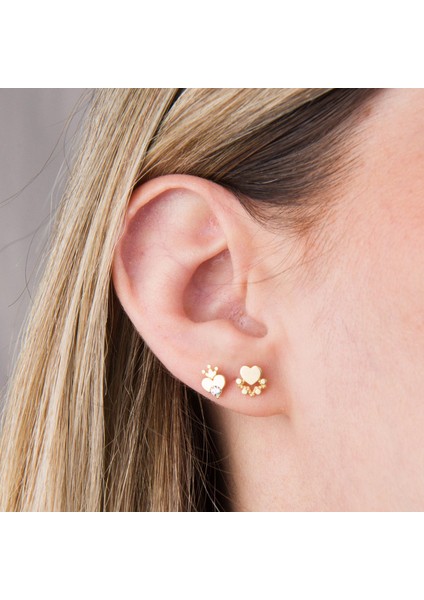 14 Ayar Altın Kalp ve Yıldız Küpe modelleri