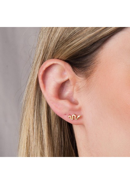 14 Ayar Altın Yılan Küpe