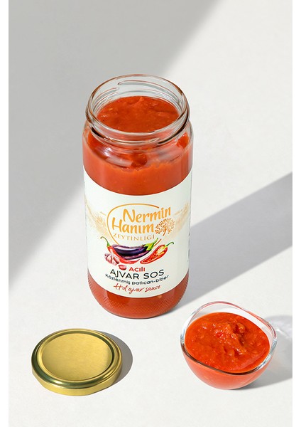 Közlenmiş Biber Patlıcanlı Ajvar - Acılı (500 Cc)