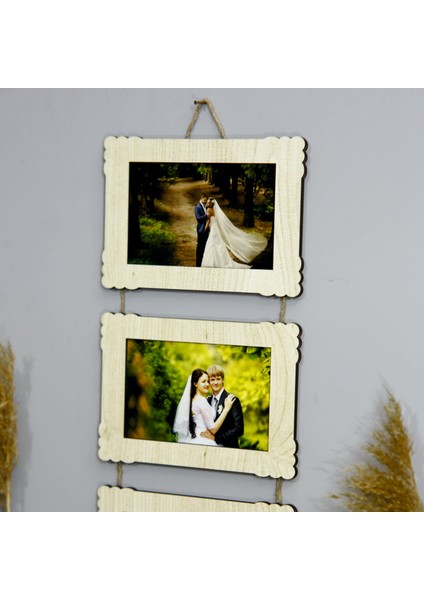 Ahşap 3'lü 10X15 cm Ipli Fotoğraf Askılı Yatay fiyatları