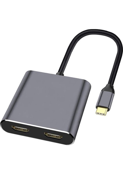 4ın1 USB Tip C Hub'dan Çift 4K Hd'ye Uyumlu Şarj Bağlantı Noktası Usb-C Bağlantı Istasyonu Adaptörü Çift Ekran Desteği (Yurt Dışından)