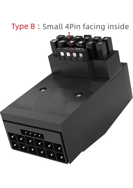 12VHRWR 600W 5.0 Grafik Kartı 12+4pin Konnektör 90 Derece Adaptör Atx 3.0 16PIN Erkek - Dişi Güç Kaynağı Adaptörü(A) (Yurt Dışından)