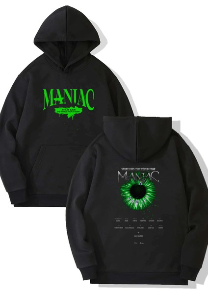 Stray Kids Green Maniac Ön-Arka Baskılı Kapşonlu Sweatshirt