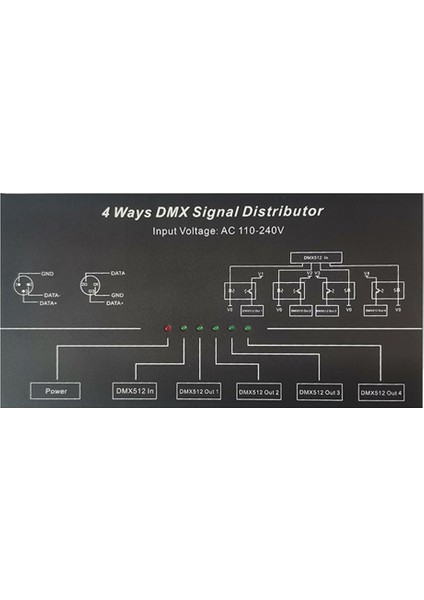 DMX512 Amplifikatör Ayırıcı DMX512 Sinyal Tekrarlayıcı 1ch DMX121 4ch 4 Çıkış Portu DMX124 Sinyal Dağıtıcı, AC100V-240V (Yurt Dışından)