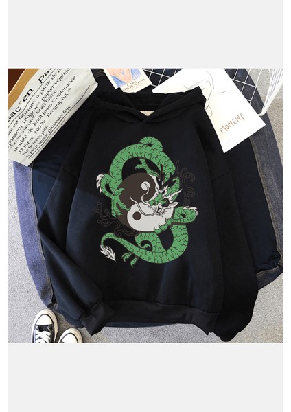 Yin Yang Kapşonlu Sweatshirt