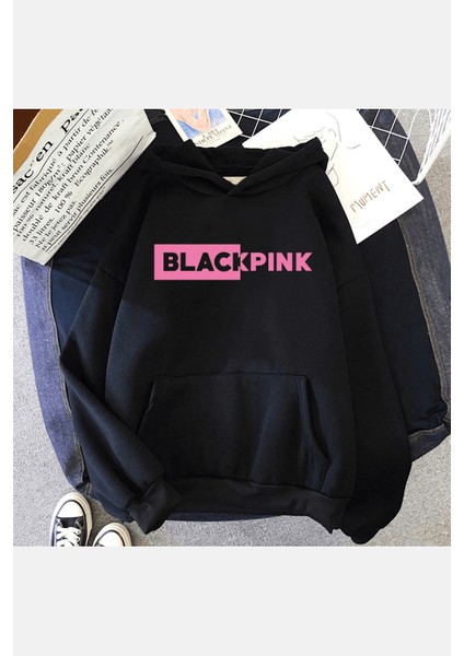 Black Pink Kapşonlu Sweatshirt