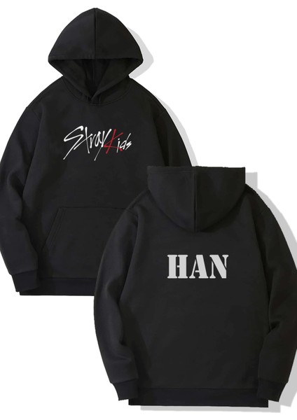 Stray Kids Han Ön-Arka Baskılı Kapşonlu Sweatshirt