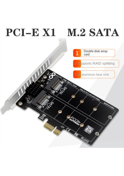 PH58 2 x M2 Sata Pcıe Adaptör Kartı Çift Diskli Ekran Kartı Raıd Ayırıcı Genişletme Kartı Pcıe X1 - Ngff M2 Sata SSD (Yurt Dışından)