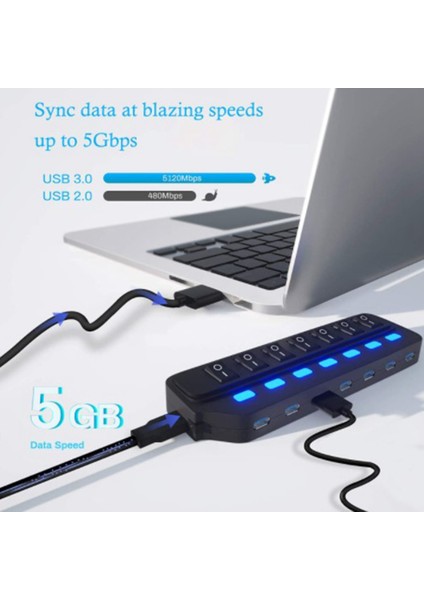 USB Hub 2.0 USB Splitter Çoklu Hub Adaptörü USB Birkaç Bağlantı Noktalı Güç Adaptörü Pc Dizüstü Bilgisayar Için Anahtar Aksesuarları Ile, Beyaz (Yurt Dışından)