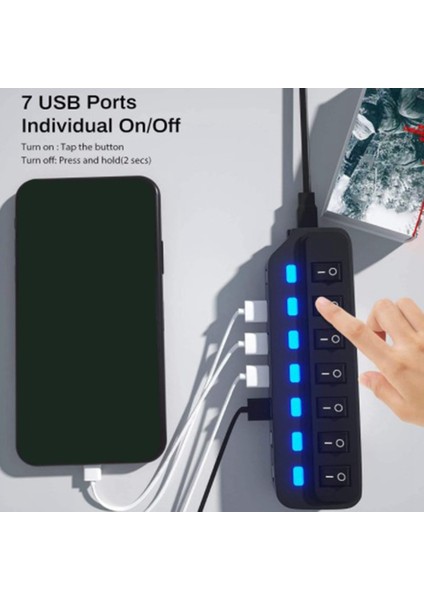 USB Hub 2.0 USB Splitter Çoklu Hub Adaptörü USB Birkaç Bağlantı Noktalı Güç Adaptörü Pc Dizüstü Bilgisayar Için Anahtar Aksesuarları Ile, Beyaz (Yurt Dışından)