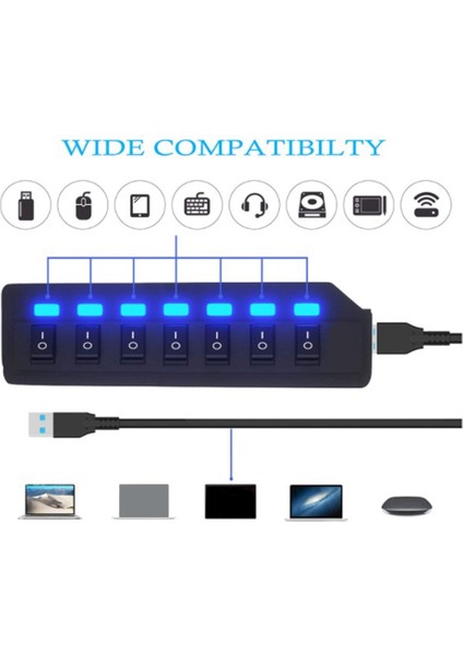 USB Hub 2.0 USB Splitter Çoklu Hub Adaptörü USB Birkaç Bağlantı Noktalı Güç Adaptörü Pc Dizüstü Bilgisayar Için Anahtar Aksesuarları Ile, Beyaz (Yurt Dışından)