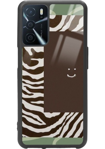 Oppo A16 Kahve Zebra Tasarımlı Glossy Telefon Kılıfı