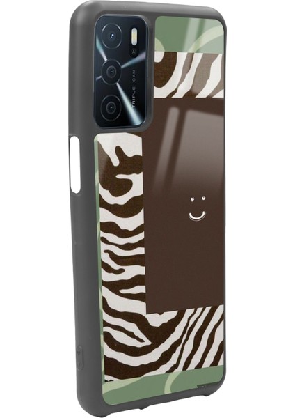 Oppo A16 Kahve Zebra Tasarımlı Glossy Telefon Kılıfı