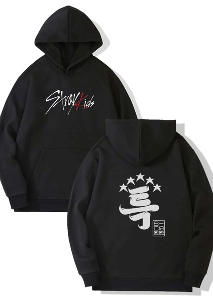 Stray Kids Yazılı Ön-Arka Baskılı Kapşonlu Sweatshirt