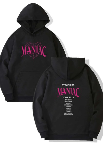 Stray Kids Pink Maniac Ön-Arka Baskılı Kapşonlu Sweatshirt
